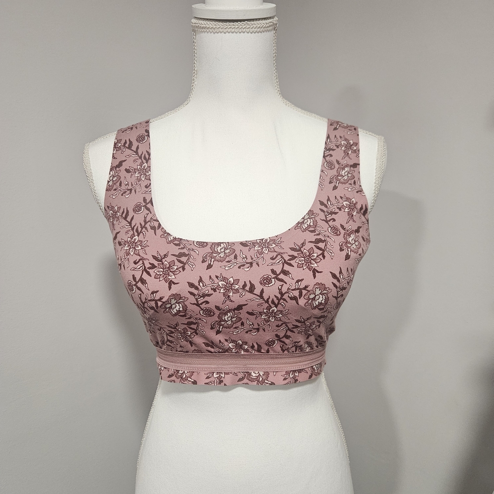 Lucky Brand Soft Comfy Mauve Floral Print Lined Bralette Size Medium